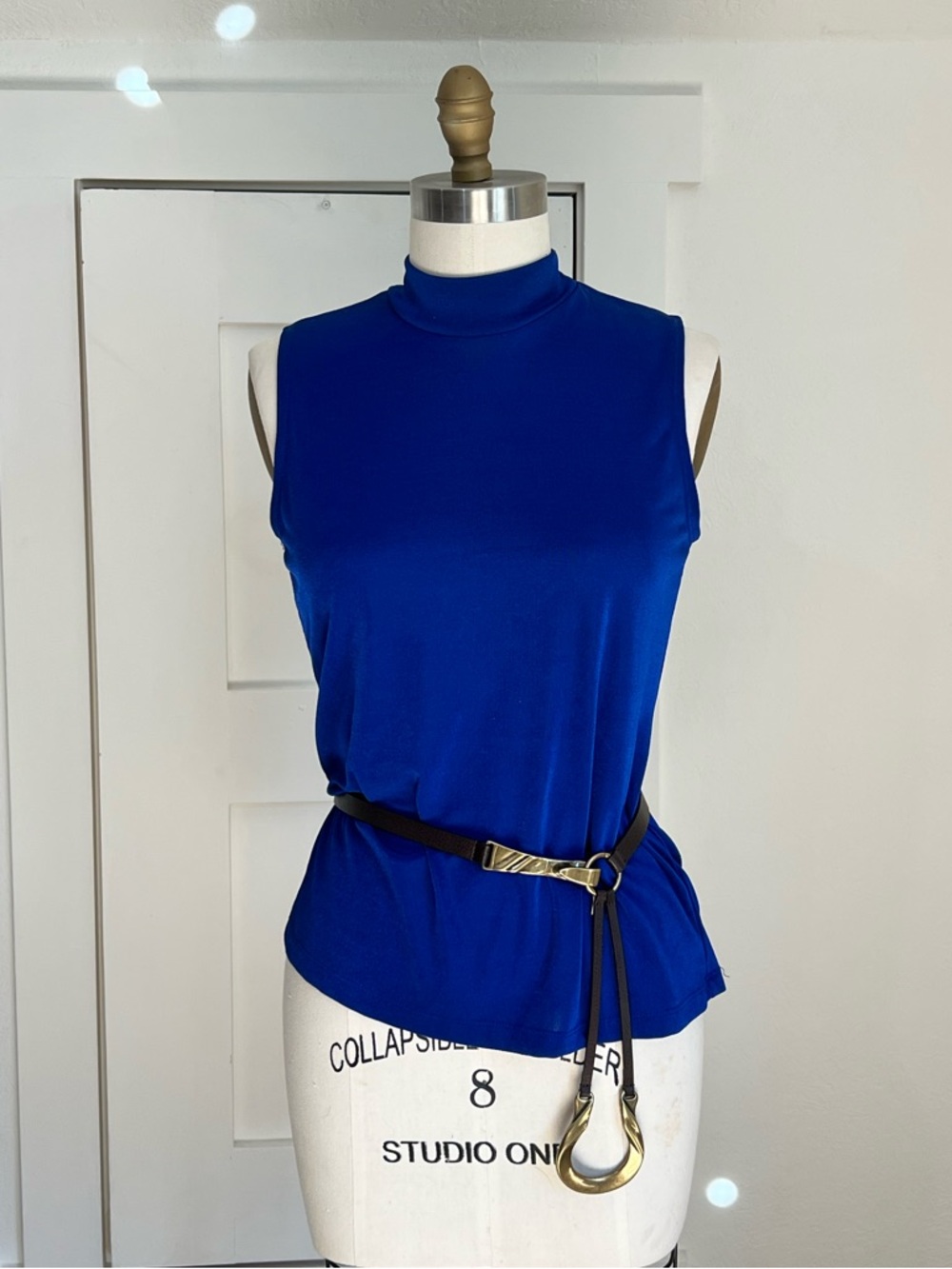 Sleeveless Mock Neck Tank in Cobalt Blue